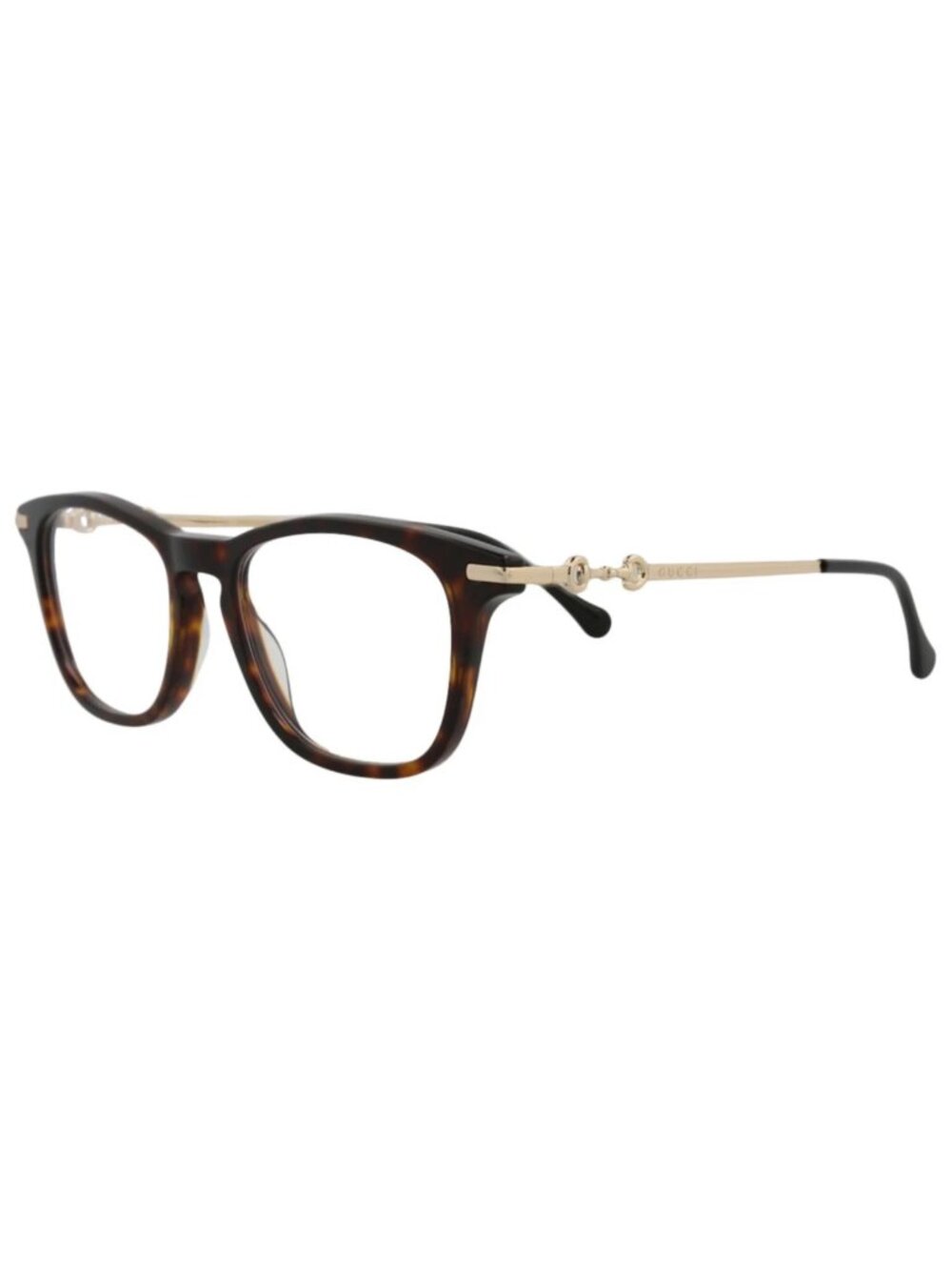 New Gucci Women's Eyeglasses Square Rectangle Acetate Frame Mens Havana Gold